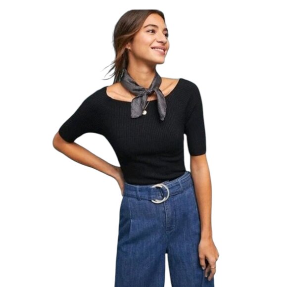 Anthropologie ett:twa L'Opera Boatneck Ribbed Knit Top - Picture 2 of 5